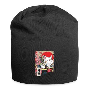 Japan Samurai Katzen Krieger Ninja Kätzchen - Jersey-Beanie - Schwarz - Vorne