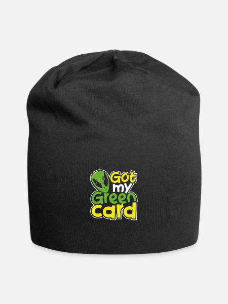 J’ai ma carte verte Alien UFO Immigration Humour - Bonnet en jersey - noir