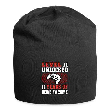 Niveau 11 débloqué - 11 anniversaire Rouge joueur - Bonnet en jersey - noir - Devant