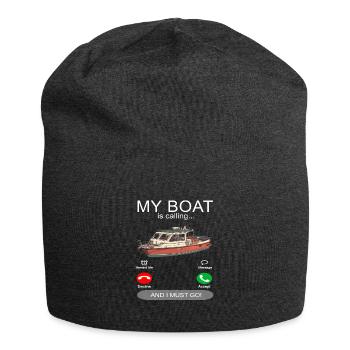 Mon bateau appelle blanc - Boot Kapitän - Bonnet en jersey - charbon - Devant