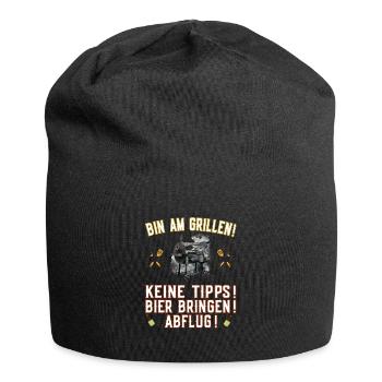 Bin am Grillen - Bier bringen - Griller Smoker BBQ - Jersey-Beanie - Schwarz - Vorne