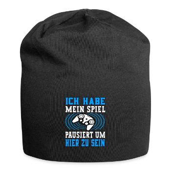 Ich habe mein Spiel pausiert Gamer Online Spieler - Jersey-Beanie - Schwarz - Vorne
