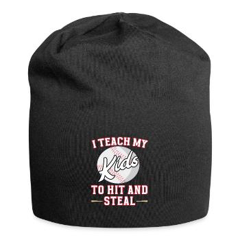 J’apprends à mes enfants à frapper et à voler le baseball - Bonnet en jersey - noir - Devant