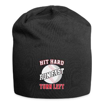 Hit hard run fast turn left Baseball Softball - Jersey-Beanie - Schwarz - Vorne