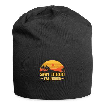 San Diego Californie Palmiers Coucher de soleil - Bonnet en jersey - noir - Devant