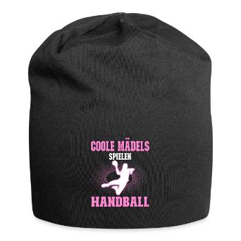 Coole Mädels spielen Handball - Handballer - Jersey-Beanie - Schwarz - Vorne