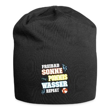 Freibad Sonne Pommes Wasser Repeat - Jersey-Beanie - Schwarz - Vorne