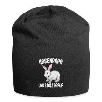Hasenpapa und stolz drauf - Kaninchen Hase - Jersey-Beanie - Schwarz - Vorne