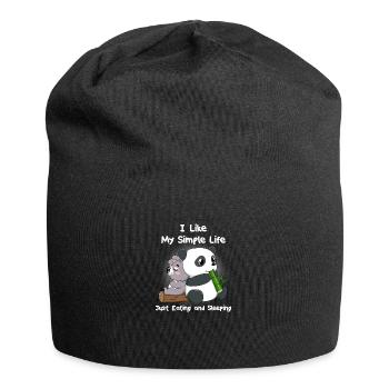 Koala Panda Essen Schlafen Relax Chillen Geschenk - Jersey-Beanie - Schwarz - Vorne