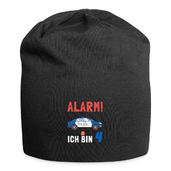 Kindergeburtstag Polizist 4 Jahre Kinder Polizei - Jersey-Beanie - Schwarz - Vorne