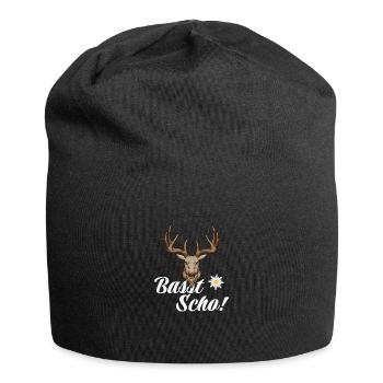 Basst Scho | Trachten Hirsch - Jersey-Beanie - Schwarz - Vorne