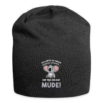 Schlafmütze Faulenzen Schlafen Pyjama Koala - Jersey-Beanie - Schwarz - Vorne