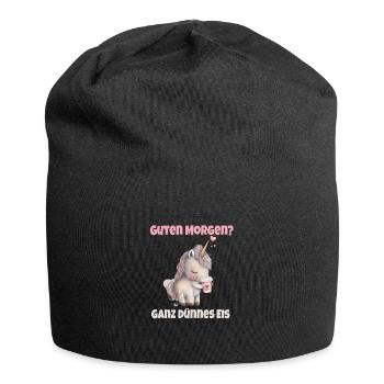 Guten Morgen ganz dünnes Eis! Morgenmuffel Spruch - Jersey-Beanie - Schwarz - Vorne