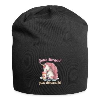 Guten Morgen ganz dünnes Eis! Morgenmuffel Spruch - Jersey-Beanie - Schwarz - Vorne