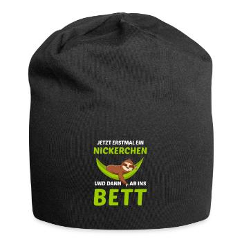Schlafmütze Faulenzen Schlafen Pyjama Faultier - Jersey-Beanie - Schwarz - Vorne