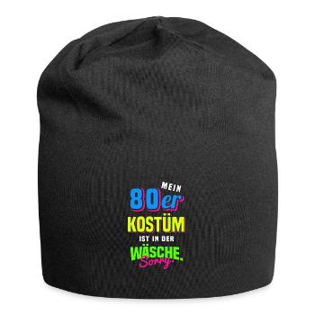 80er Jahre Mottoparty 1980er Achtziger Kostüm - Jersey-Beanie - Schwarz - Vorne