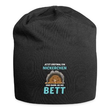 Schlafmütze Faulenzen Schlafen Pyjama Bär - Jersey-Beanie - Schwarz - Vorne