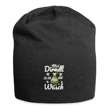 Trachtenshirt Damen | Mei Dirndl is in - Jersey-Beanie - Schwarz - Vorne