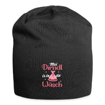 Mei Dirndl is in da Wäsch | Trachten - Jersey-Beanie - Schwarz - Vorne