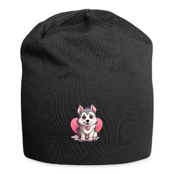 Husky chien amant maman et papa Saint-Valentin - Bonnet en jersey - noir - Devant