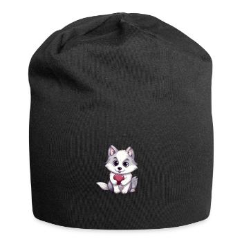 Husky chien amant maman et papa Saint-Valentin - Bonnet en jersey - noir - Devant