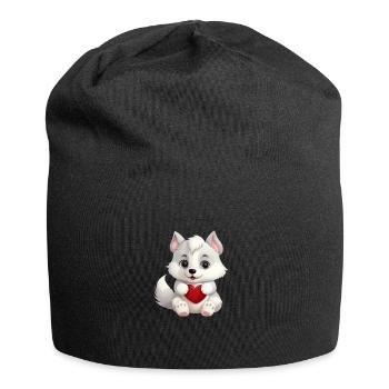 Husky chien amant maman et papa Saint-Valentin - Bonnet en jersey - noir - Devant