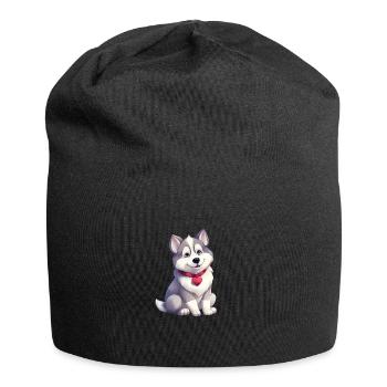 Husky chien amant maman et papa Saint-Valentin - Bonnet en jersey - noir - Devant