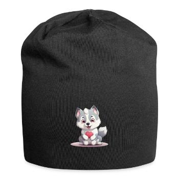 Husky chien amant maman et papa Saint-Valentin - Bonnet en jersey - noir - Devant