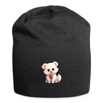 Poméranie chien maman Saint-Valentin - Bonnet en jersey - noir - Devant