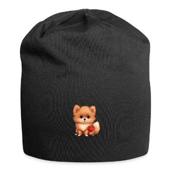 Poméranie chien maman Saint-Valentin - Bonnet en jersey - noir - Devant