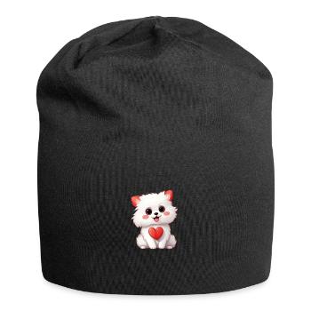 Poméranie chien maman Saint-Valentin - Bonnet en jersey - noir - Devant