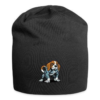 Beagle Dog Muscles Bodybuilding - Jersey Beanie - black - Front