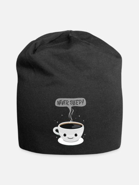 Never Sleep - kaffee - Jersey-Beanie - Schwarz