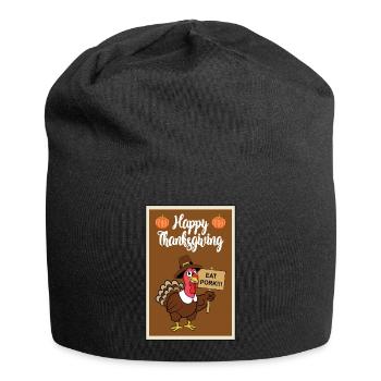 Thanksgiving turkey turkey thanksgiving - Jersey Beanie - black - Front