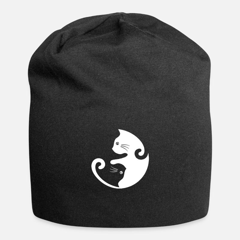 Yin Yang chat - Bonnet en jersey - noir