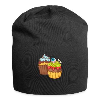 Halloween Cupcake Muffin Kuchen Backen Süßigkeiten - Jersey-Beanie - Schwarz - Vorne