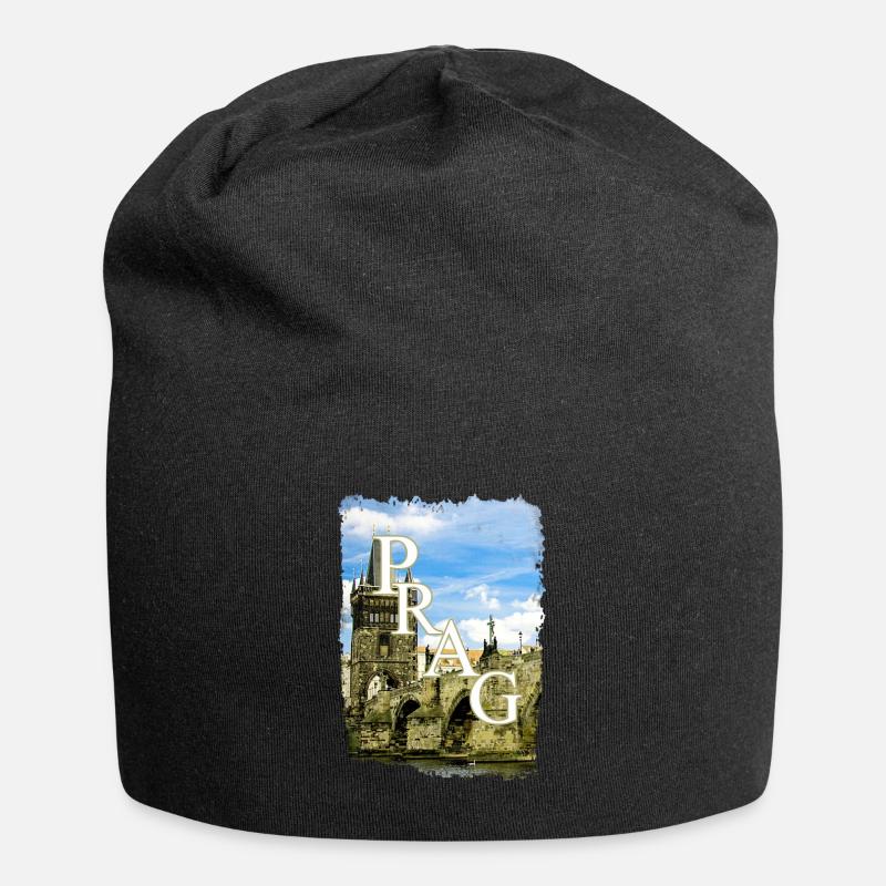 Prag - Jersey-Beanie - Schwarz