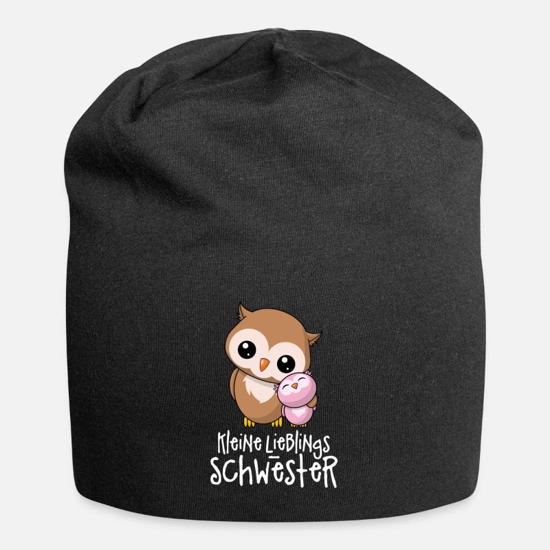 Kleine Lieblingsschwester - Beste Schwester Eulen - Jersey-Beanie - Schwarz