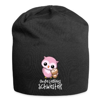 Große Lieblingsschwester - Beste Schwester Eulen - Jersey-Beanie - Schwarz - Vorne
