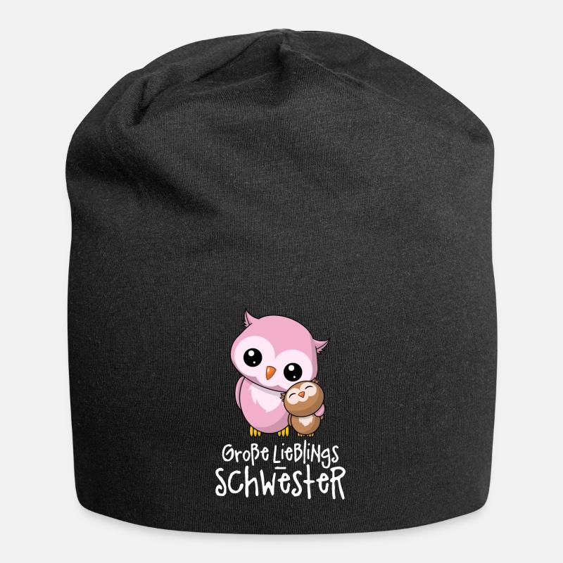 Große Lieblingsschwester - Beste Schwester Eulen - Jersey-Beanie - Schwarz