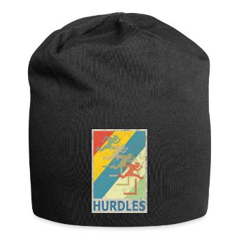 Retro vintage style hurdles hurdler - Jersey Beanie - black - Front