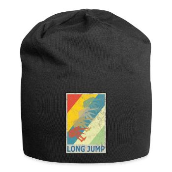 Retro Vintage Style Long Jump Wide Jump - Jersey Beanie - black - Front