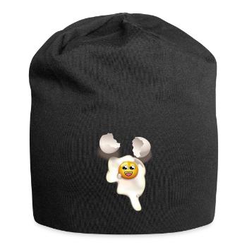 Oeufs au plat avec et coquille d’oeuf cassé - Bonnet en jersey - noir - Devant