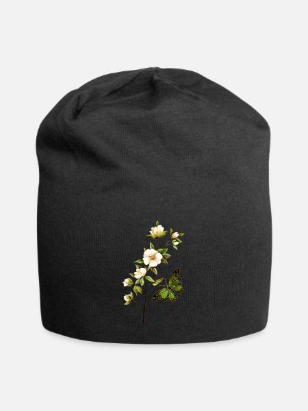Blumen - Jersey-Beanie - Schwarz