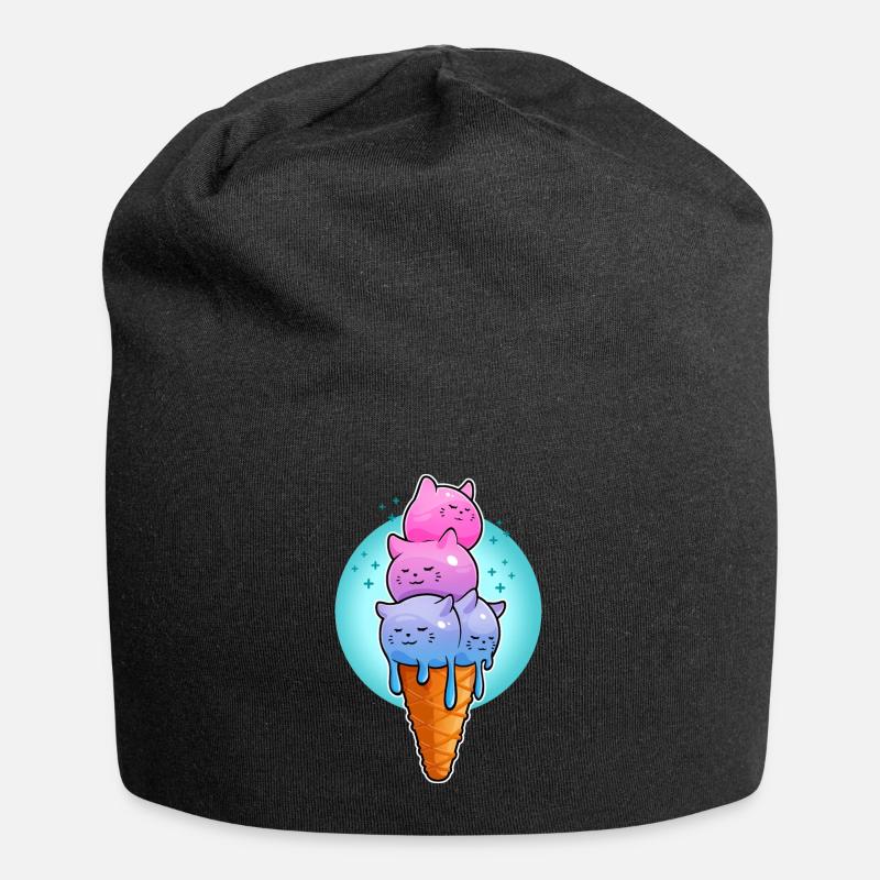 Eiscreme-Kätzchen - Jersey-Beanie - Schwarz