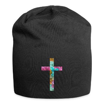 Kreuz Jesus Gott Religion Kirche Papst Vatikan - Jersey-Beanie - Schwarz - Vorne