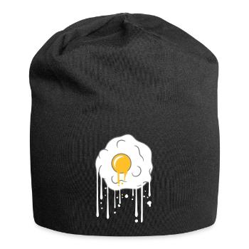 graffiti tropfen spiegelei kochen braten essen ei - Jersey-Beanie - Schwarz - Vorne