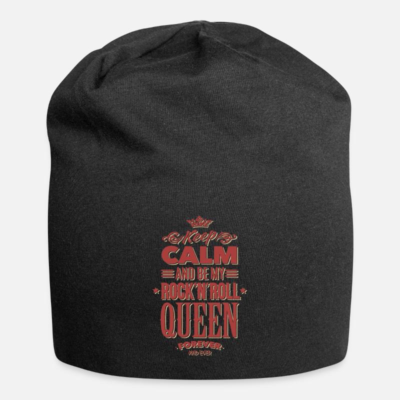 Keep calm and be my rock n roll queen - Jersey-Beanie - Schwarz