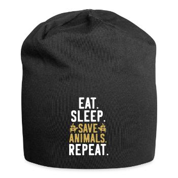 Vegan Veganer Veganerin Repeat - Jersey-Beanie - Schwarz - Vorne