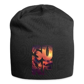 Surfeur surf vagues de surf - Bonnet en jersey - noir - Devant